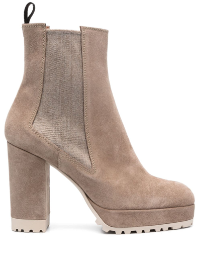 Roberto Festa 105mm Platform Suede Ankle Boots In 中性色