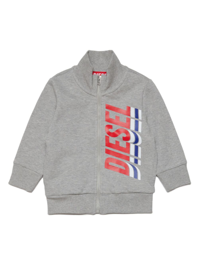 Diesel Babies' Logo-print Zipped Sweatshirt In Grey