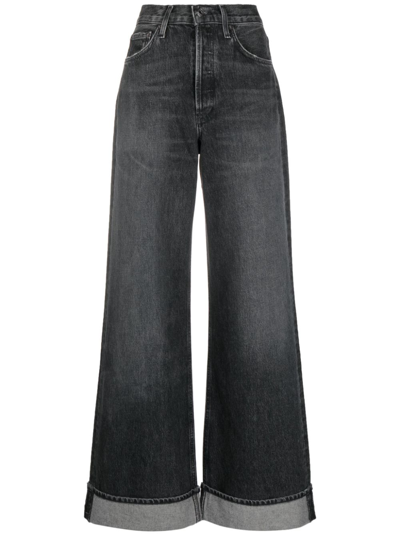 Agolde Black Dame Jeans In Ditch (marble Black)