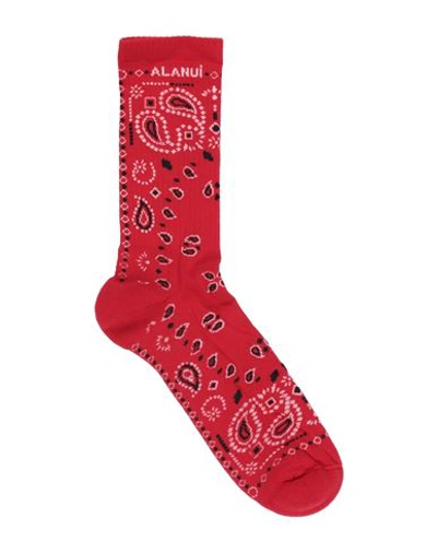 Alanui Bandana Print Cotton Blend Socks In Red