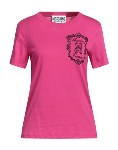 Moschino Woman T-shirt Fuchsia Size 4 Organic Cotton In Pink