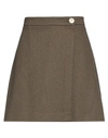Sandro Woman Mini Skirt Khaki Size 10 Wool, Polyamide, Acrylic In Beige