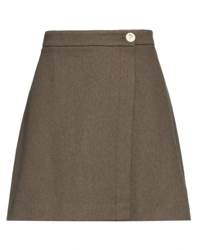 Sandro Woman Mini Skirt Khaki Size 10 Wool, Polyamide, Acrylic In Beige