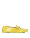 Tod's Woman Loafers Yellow Size 7 Leather