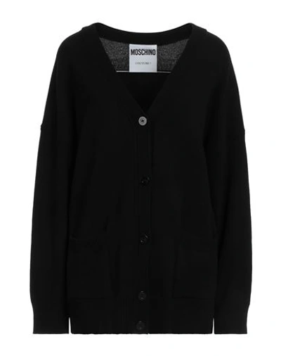 Moschino Woman Cardigan Black Size 12 Cashmere, Virgin Wool