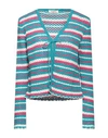 Kontatto Woman Cardigan Turquoise Size Onesize Cotton In Blue