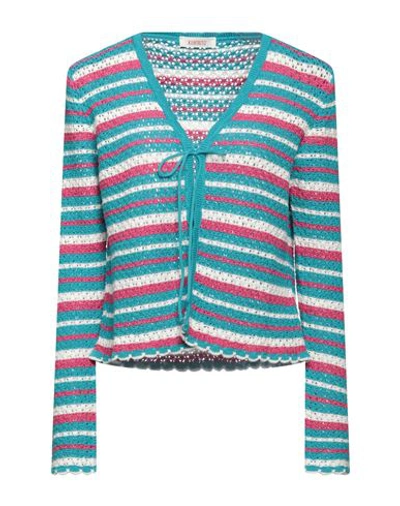 Kontatto Woman Cardigan Turquoise Size Onesize Cotton In Blue
