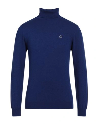 Jeckerson Man Turtleneck Bright Blue Size L Viscose, Wool, Polyamide, Cashmere