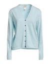 Massimo Alba Woman Cardigan Sky Blue Size Xl Cotton, Cashmere