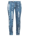 Ermanno Scervino Woman Denim Pants Blue Size 10 Cotton In Blue