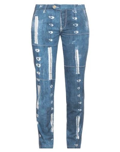 Ermanno Scervino Woman Denim Pants Blue Size 10 Cotton