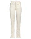 Anine Bing Woman Pants Cream Size 24 Cotton, Elastane In White