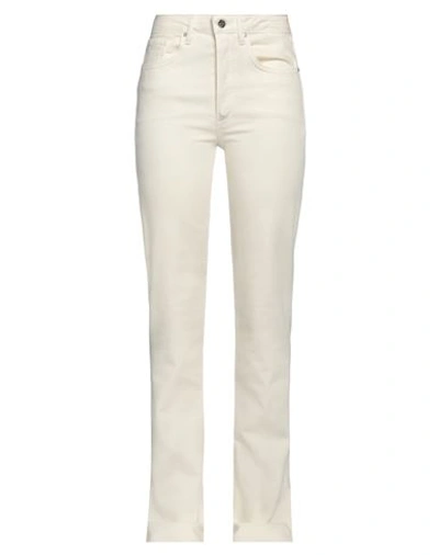 Anine Bing Woman Pants Cream Size 24 Cotton, Elastane In White
