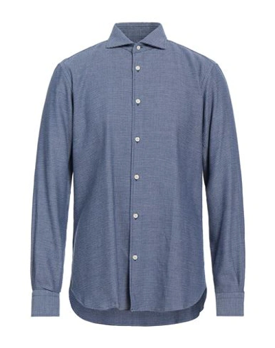 Borsa Man Shirt Navy Blue Size 17 Cotton