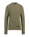 Dsquared2 Man Turtleneck Military Green Size M Wool, Polyamide, Bovine Leather