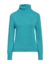 Aragona Woman Turtleneck Turquoise Size 8 Cashmere In Blue