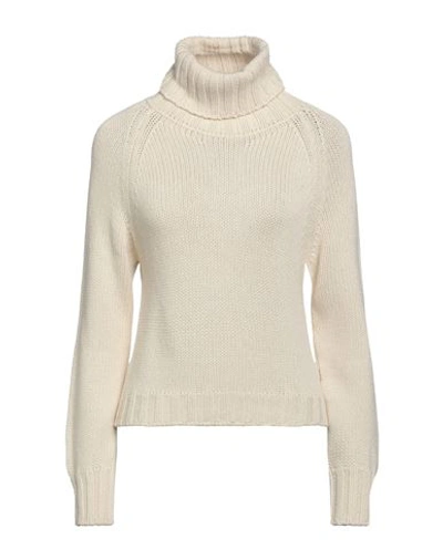 Aragona Woman Turtleneck Cream Size 8 Wool, Cashmere In White