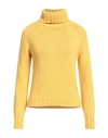 Aragona Woman Turtleneck Yellow Size 8 Cashmere