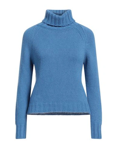 Aragona Woman Turtleneck Light Blue Size 8 Cashmere