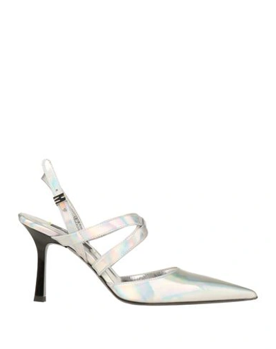 Msgm Woman Pumps Silver Size 10 Soft Leather