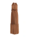 Suoli Woman Long Dress Camel Size 6 Polyester In Beige