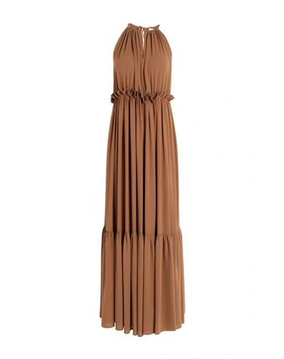 Suoli Woman Long Dress Camel Size 6 Polyester In Beige