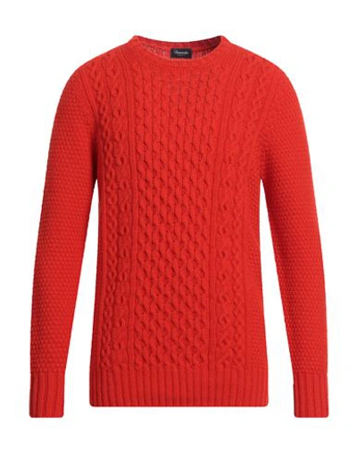 Drumohr Man Sweater Tomato Red Size 46 Lambswool In Tomato Red
