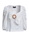 Clips Woman Blouse Off White Size 6 Linen In Off White