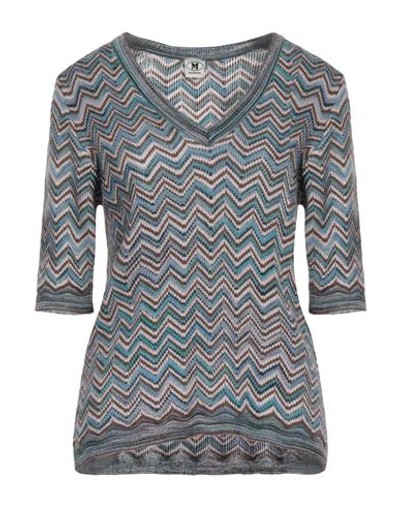 M Missoni Woman Sweater Pastel Blue Size Xl Mohair Wool, Viscose, Wool, Polyamide