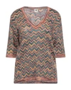 M Missoni Woman Sweater Salmon Pink Size Xl Mohair Wool, Viscose, Wool, Polyamide In Red