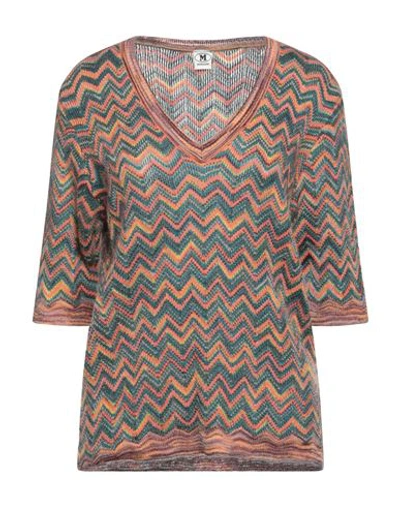 M Missoni Woman Sweater Salmon Pink Size Xl Mohair Wool, Viscose, Wool, Polyamide In Pink