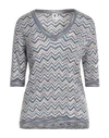 M Missoni Woman Sweater Slate Blue Size Xl Mohair Wool, Viscose, Wool, Polyamide