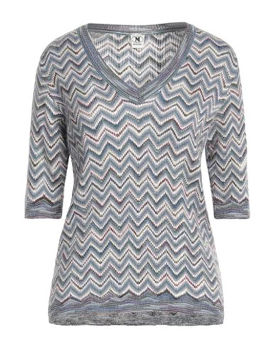M Missoni Woman Sweater Slate Blue Size Xl Mohair Wool, Viscose, Wool, Polyamide