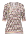 M Missoni Woman Sweater Light Pink Size L Mohair Wool, Viscose, Wool, Polyamide In Grey