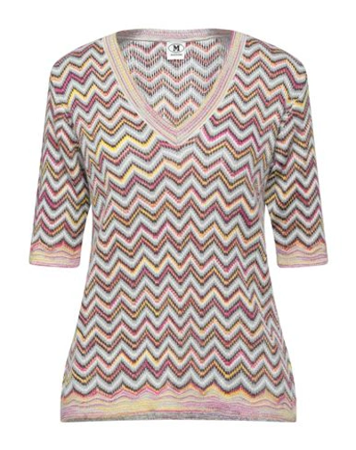 M Missoni Woman Sweater Light Pink Size L Mohair Wool, Viscose, Wool, Polyamide In Grey