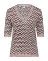 M Missoni Woman Sweater Blush Size Xl Mohair Wool, Viscose, Wool, Polyamide In Pink