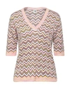 M Missoni Woman Sweater Light Grey Size M Mohair Wool, Viscose, Wool, Polyamide In Pink