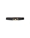 Ferragamo Salvatore  Man's Bicolor Leather Belt With Logo Buckle In Black