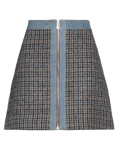Sandro Woman Mini Skirt Blue Size 4 Wool, Polyester, Synthetic Fibers, Silk, Cotton