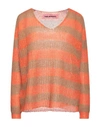 Pink Memories Woman Sweater Orange Size 8 Acrylic, Mohair Wool, Polyamide, Wool In Orange