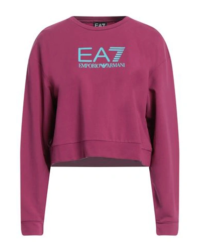 Ea7 Woman Sweatshirt Mauve Size L Cotton, Elastane In Purple
