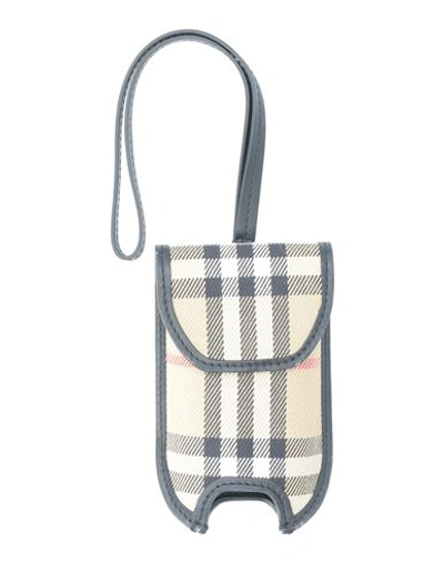 Burberry Woman Bag Accessories & Charms Beige Size - Cotton, Calfskin