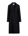 Fred Mello Woman Coat Midnight Blue Size L Wool, Polyester, Polyamide