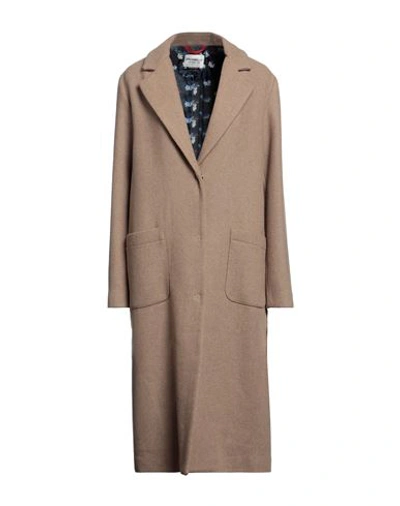 Fred Mello Woman Coat Sand Size L Wool, Polyester, Polyamide In Beige