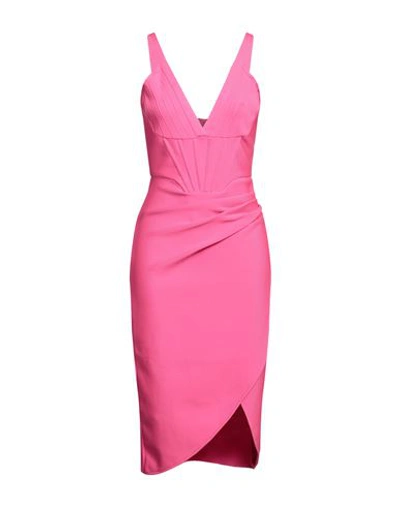 Vanessa Scott Woman Mini Dress Fuchsia Size L Polyester, Polyamide In Pink