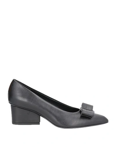 Ferragamo Woman Pumps Black Size 9.5 Soft Leather