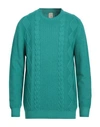 H953 Man Sweater Emerald Green Size 44 Merino Wool In Blue
