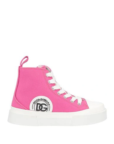 Dolce & Gabbana Babies'  Toddler Girl Sneakers Fuchsia Size 9c Cotton, Polyurethane, Polyester In Pink
