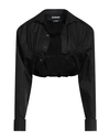 Jacquemus Machou Cropped Cotton And Linen-blend Canvas Shirt In Black