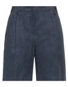 Lardini Woman Shorts & Bermuda Shorts Slate Blue Size 12 Viscose, Linen, Cotton In Blue